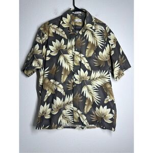 Pierre Cardin Hawaiian Shirt With Pocket Brown Size L Floral  See description